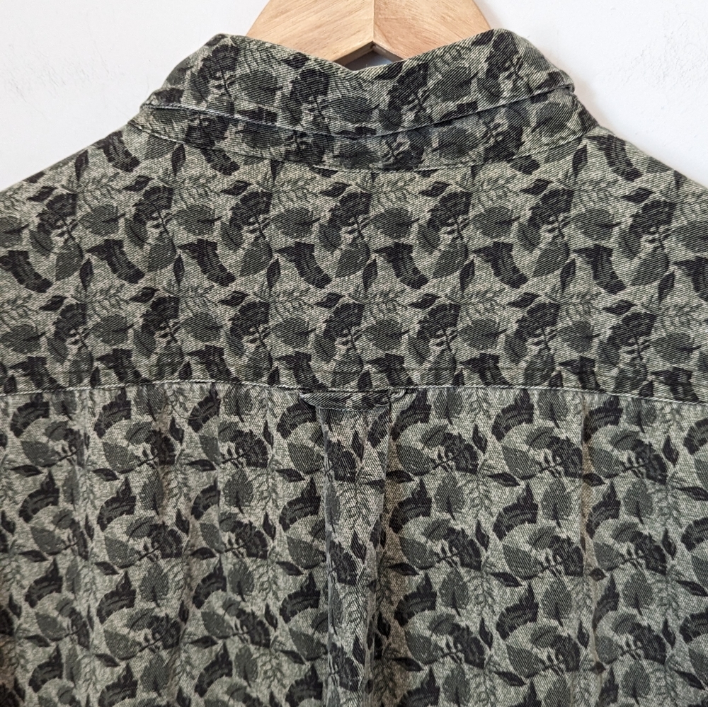 Route 66 | Leaf Patterned Button Front Top - Picture 9 of 10